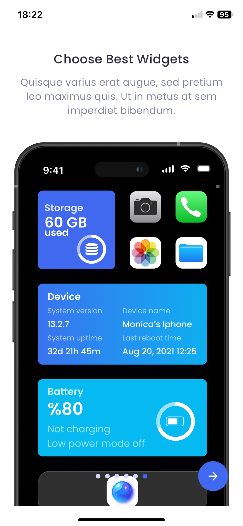 Cleanio Widgets screen